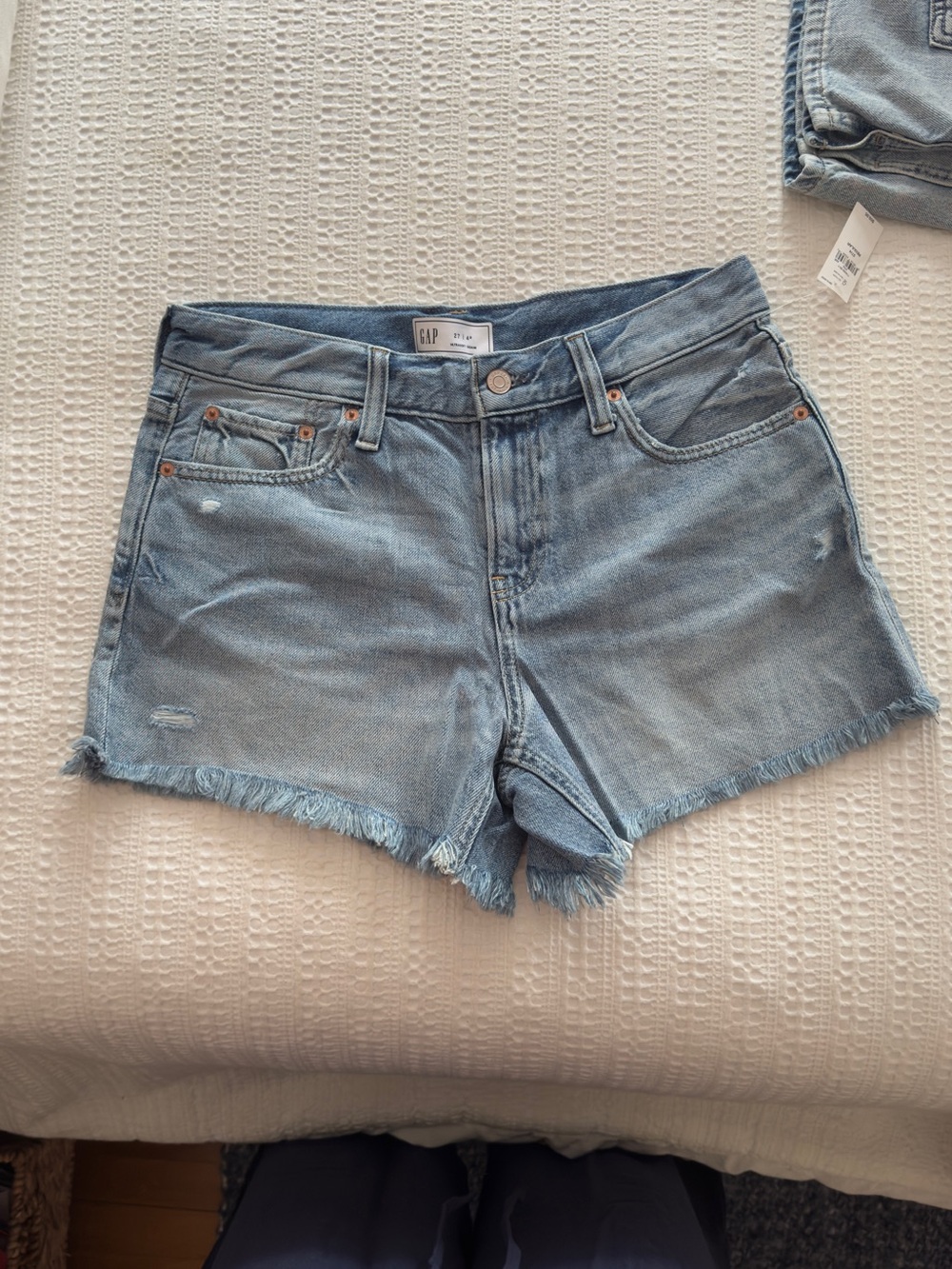 GAP Light Blue Denim Cutoff Shorts with Frayed Hem